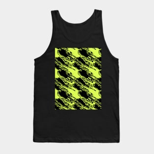 Black oblique flying elements on a bright green background, abstraction Tank Top